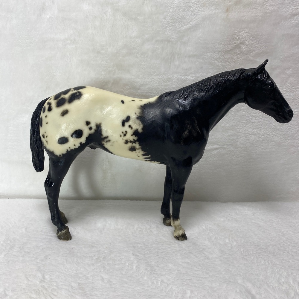 VTG Breyer Jim Brolin's Stud Spider Model #66 Black White Spotted Horse